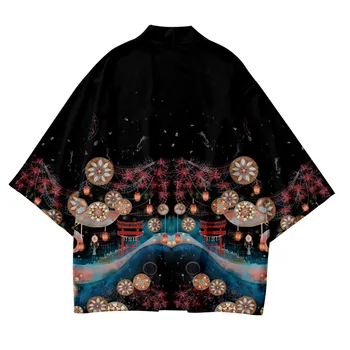 2022 Poletje Novo Plus Velikost XXS-6XL Tiskanja Japonski Modni Kimono Ulične Jopico Haljo Moških Cosplay Haori Vrh Yukata