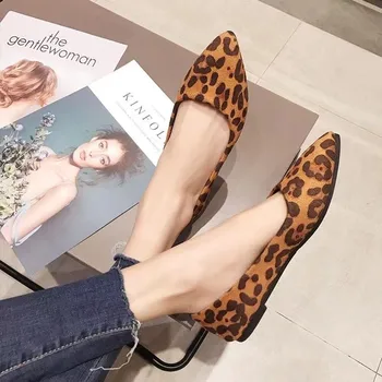 Loafers Stanovanj Leopard Konicami Prstov Priložnostne Ženske Čevlje Novo Udobno Hojo Mujer Zapatos:na Obrabo odporna 0