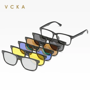 VCKA Kvadratnih Polarizirana sončna Očala Magnetni Rokav Ogledalo Pet-in-One Posnetek Kolesarska Očala Pisane Modne Kratkovidnost Okvir Očal