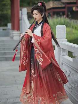 Weijin Dinastije Hanfu Primopredaji Ovratnik Polno Pasu Starodavna Kitajska Tradicionalna Oblačila Kostum Unisex Obleko