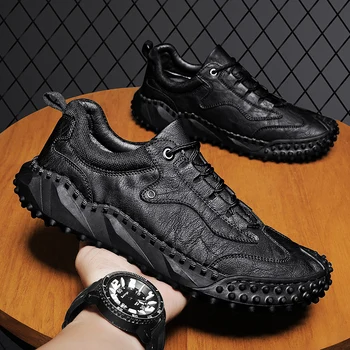Pravega Usnja Moške Priložnostne Čevlji čipke, Ročno izdelan modni Luksuzni Mens Loafers Moccasins Dihanje Moški Čevlji Zapatos De Hombre