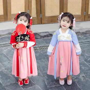 Novi Kitajski Retro Slogu Vezenje Puhasto Dekle Hanfu Pravljice Sladko Lepo Princeso Krilo Stranke Večer Uspešnosti Obleko Vestido