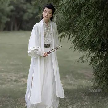 Beli Kitajski Hanfu Pesem-slog vezenje bojevnik dolg rokav dolžina dolžina etnične stari kostum mladi igrajo kostum 0