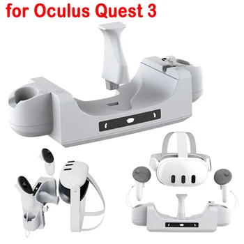 VR Polnjenje Dock Polnjenje Krmilniki Slušalke Hkrati VR Polnilnik Postaja Dodatki, Z kontrolna Lučka za Oculus Quest3