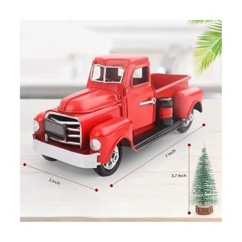 Božič Kovinski Tovornjak Okras Božično Darilo Retro Rdeča Tovornjak Božični Okrasek, Gramofonska Tovornjak