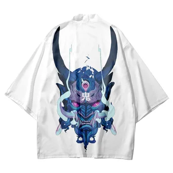 Beli Japonski Ilustracije Demon Anime Tiskanja Tradicionalnih Kimono Moških Yukata Jopico Cosplay Haori Prevelik Ulične Vrhovi