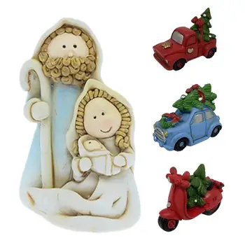 Mini Božič Jaslice Nastavite Smolo Ornament Scene za Božič Večkratno uporabo Jasli Jasli Kip Figur Ornament Kompleti za darila