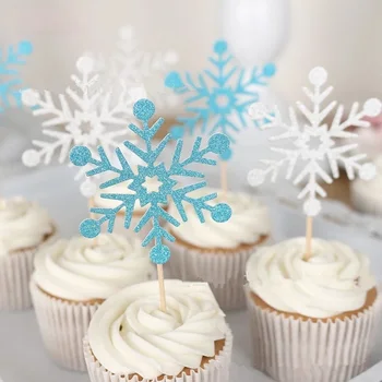 12pcs Snežinka Cupcake Pokrivalo Bleščice Snežinka Torto Dekoracijo Božič Winer Rojstni Baby Tuš Poroko Dobave