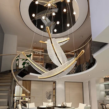 Vila dupleks izgradnjo PODSTREŠJA lestenec obračanje stopnišče dekorativne razsvetljave hotelski avli ustvarjalne umetnosti LED luči inženiring