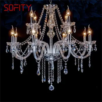 SOFITY Evropski Stil Lestenec, LED Sveče Svetilka Obesek Crystal Osvetlitev Stropa Luksuzni naprave za Domači Dvorani Hotela
