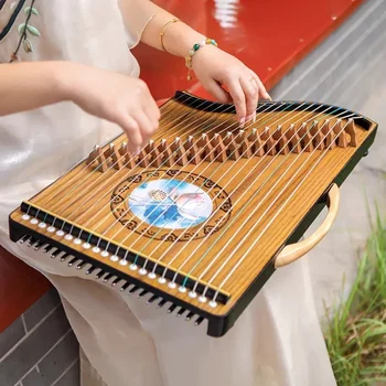 Prenosni Mini Guzheng 21 Strune Začetnik Guqin Prst Pick Zither Strokovno Tradicionalni Kitajski Glasbeni Instrumenti Darila