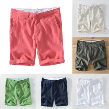 Poletje Novih Moških Barva Naravnost Hlače Svoboden Priložnostne Perilo 100% Moda na Plaži Joggers Ulične Homme