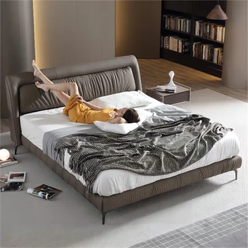 luksuzni italijanski spalnica set pohištva king size sodobni italijanski zadnjo zakonsko posteljo oblikovalec pohištva, nastavite usnje luksuzno mehko posteljo