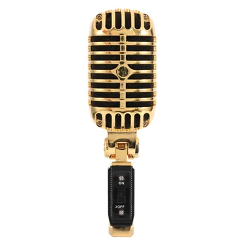 Strokovno Žično Letnik Klasična Mikrofon Dinamični Vokalni Mikrofon Mikrofon za Žive izvedbe Karaoke(Zlato)