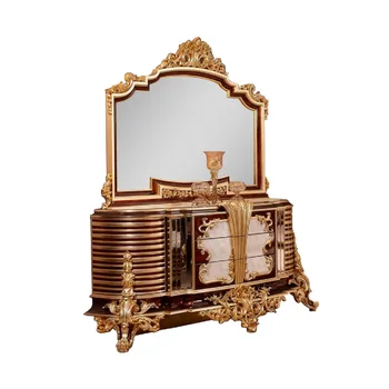 Evropski stil toaletno mizico ličila tabela francoski villa masivnega lesa izrezljane ličila tabela ličila ogledalo kombinacija prilagajanje