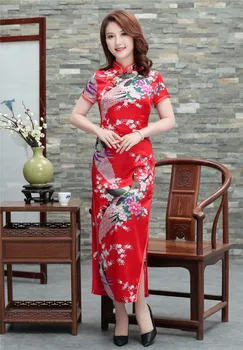 Priložnostne Obleke Za Ženske Novost Cheongsam Qipao Slim Classic Obleko Kratek Rokav Kitajske Tradicionalne Mandarin Ovratnik Oblek 0