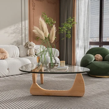 Nordijska kaljeno prozorno steklo mizico v dnevni sobi majhno stanovanje preprosta, lahka luksuzni mini minimalističen čaj tabela