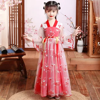 Otroci Kitajski Lep Stari Hanfu Otrok, Fotografiranje Izvesti Kostume Dekleta Tradicionalnih Vezenje Stranka Obleko Tang Obleko