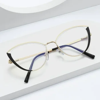 Kovinski Izrezanka Mačka Oči Ravno Lahka Ogledalo Nov Trend Očala Okvir Modno Osebnost Anti-modra Očala