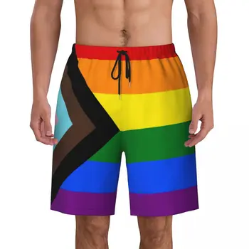 Po meri LGBT Napredek Ponos Zastavo Plavati Debla Moških Quick Dry Odbor Hlače Gej Ponos, Kopalke, Obleke Boardshorts