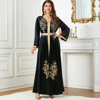 Abaya Za Ženske Arabska Jesen/Inter Novo Bleščica Uporabi Žametno Obleko Dubaj Moda za Ženske Večerno Obleko Muslimani na Bližnjem Vzhodu Obleko