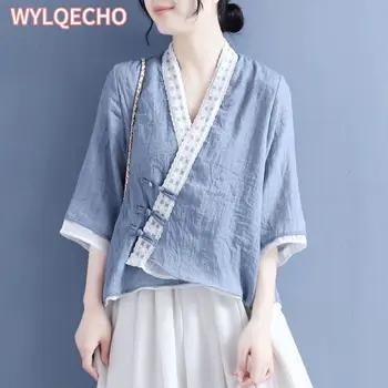 Moda Za Ženske Bluze 2024 Perilo Oblačila Kitajska Tradicionalna Oblačila Za Ženske Letnik Vrh Ženskega Chinoiserie Poletje Tang Obleko 0