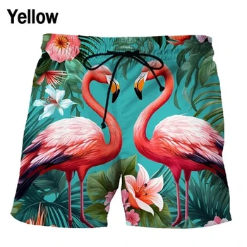 Flamingo 3d Hlače Havajih Moda Priložnostne Palme Kul Beach Kratke Hlače za Poletje, Plavanje Hlače Moški Hitro suhe Kopalke Kovčki