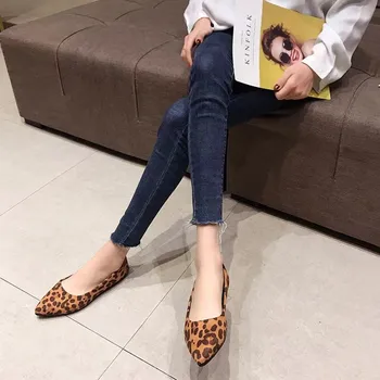 Loafers Stanovanj Leopard Konicami Prstov Priložnostne Ženske Čevlje Novo Udobno Hojo Mujer Zapatos:na Obrabo odporna 1