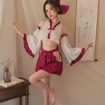 Cosplay Kimono Kostume Ženske Seksi Perilo Niz Japonskih Anime Srčkan Čarovnica Roleplay izenačena z Rokavi bo Ustrezala vidi skozi Pižami 1