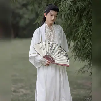 Beli Kitajski Hanfu Pesem-slog vezenje bojevnik dolg rokav dolžina dolžina etnične stari kostum mladi igrajo kostum 1