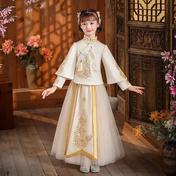 Otrok je Jeseni, Pozimi Hanfu Dekle Stari Kostum Debele Deklice Baby Tang bo Ustrezala Stopnji Obleko Toplo 2024 Novo Leto Oblačila Darilo 1