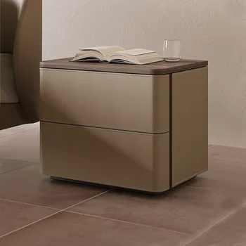 Spalnica pohištvo minimalističen italijanski visoko-kakovostni razred postelji kabinet sodobne sedlo usnje omara oreh zrn omara za shranjevanje 1