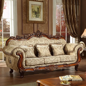 Evropski visoko kakovostne tkanine, kavč Ameriški retro masivnega lesa izrezljane kavč v dnevni sobi preprost kavč kombinacija 1