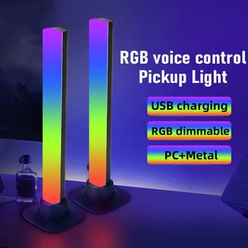 RGB Zvok Pickup Svetlobe, Igralna Soba Vzdušje Svetlobe Noč Svetlobe Namizju Računalnika Pisane Glas Nadzorovanih Glasbe Ritem Svetlobe 1