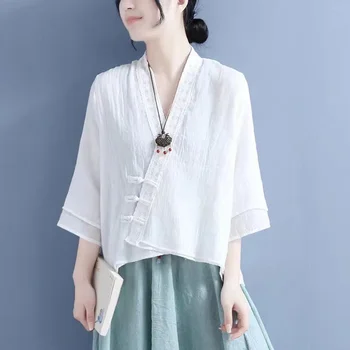 Moda Za Ženske Bluze 2024 Perilo Oblačila Kitajska Tradicionalna Oblačila Za Ženske Letnik Vrh Ženskega Chinoiserie Poletje Tang Obleko 1