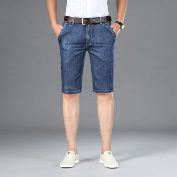 Novo traper hlače za poletje, ravne, mehko in tanko moške denim pet-točka hlače 2