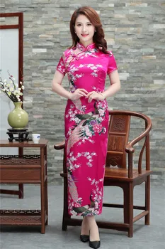 Priložnostne Obleke Za Ženske Novost Cheongsam Qipao Slim Classic Obleko Kratek Rokav Kitajske Tradicionalne Mandarin Ovratnik Oblek 2
