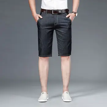 Novo traper hlače za poletje, ravne, mehko in tanko moške denim pet-točka hlače 3