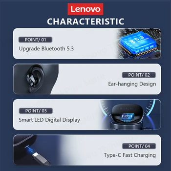 Novi Lenovo LP75 TWS Športne Slušalke Bluetooth 5.3 Brezžične Slušalke Nepremočljiva HiFi Stereo Zmanjšanje Hrupa Čepkov z Mics 3