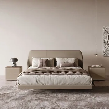 Spalnica pohištvo minimalističen italijanski visoko-kakovostni razred postelji kabinet sodobne sedlo usnje omara oreh zrn omara za shranjevanje 3