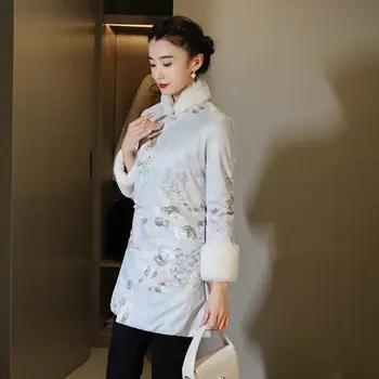2024 jeseni, pozimi nove etnične slog bombaž jakna z dolgimi rokavi cheongsam tangsuits vrh žensk odraslih zimska oblačila sponke plašč 3