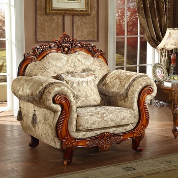 Evropski visoko kakovostne tkanine, kavč Ameriški retro masivnega lesa izrezljane kavč v dnevni sobi preprost kavč kombinacija 3
