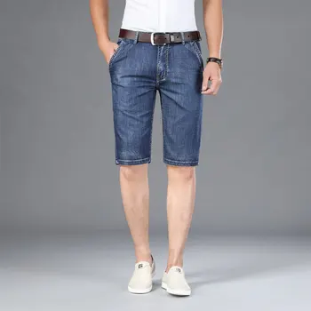 Novo traper hlače za poletje, ravne, mehko in tanko moške denim pet-točka hlače 4