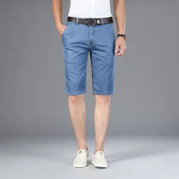 Novo traper hlače za poletje, ravne, mehko in tanko moške denim pet-točka hlače 5