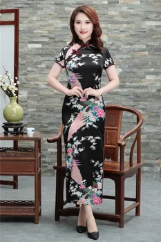 Priložnostne Obleke Za Ženske Novost Cheongsam Qipao Slim Classic Obleko Kratek Rokav Kitajske Tradicionalne Mandarin Ovratnik Oblek 5